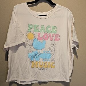 Old Navy Peace Love Music Cropped Graphic Tee - Cream Size 2x